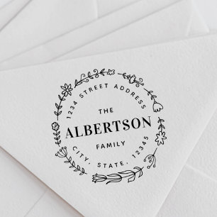 Sello De Caucho Dirección de devolución del nombre de la familia d