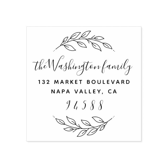 Sello De Caucho Dirección de devolución del nombre de la familia d (Impresión)