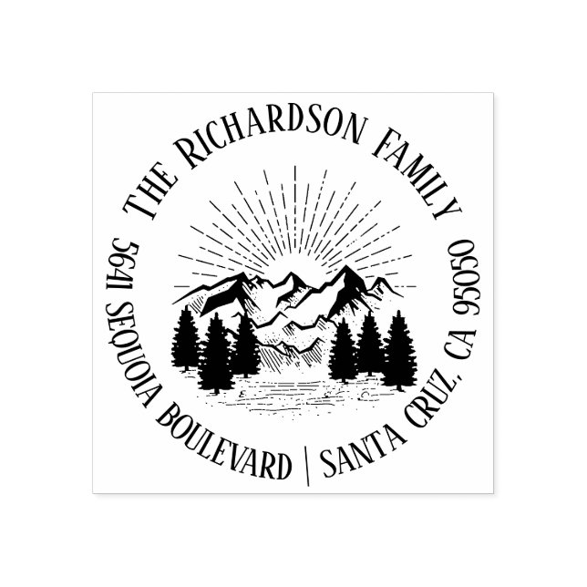 Sello De Caucho Dirección de devolución del nombre de la familia d (Impresión)