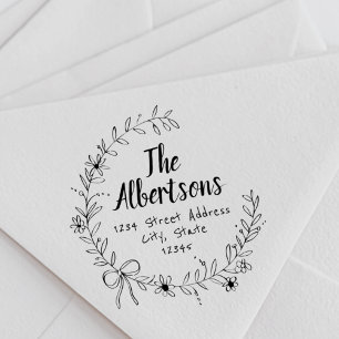 Sello De Caucho Dirección de devolución del nombre de la familia W