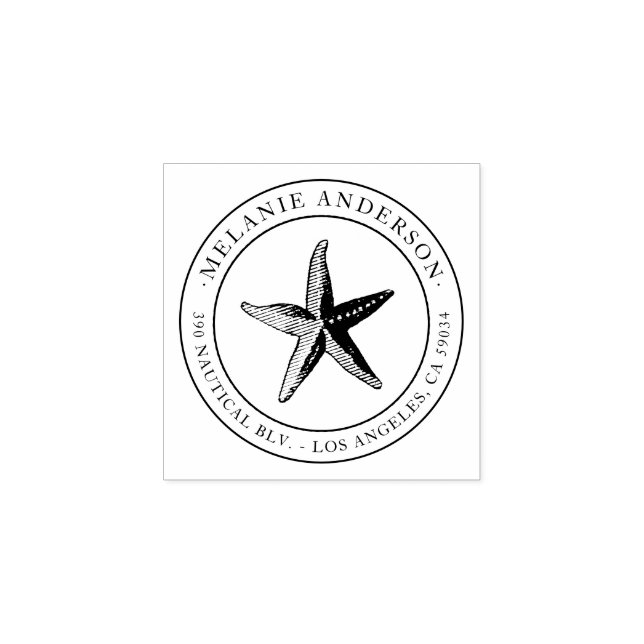 Sello De Caucho Dirección de devolución del nombre del pez estelar (Impresión)