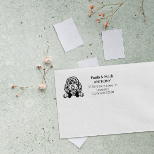 Sello De Caucho Dirección de devolución del perro dorado