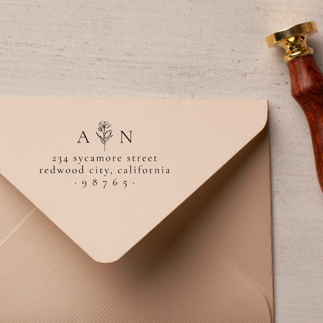 Sello De Caucho Dirección de devolución floral inicial de las pare (Subido por el creador)