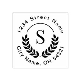 Sello De Caucho Dirección de devolución inicial de monograma tradi