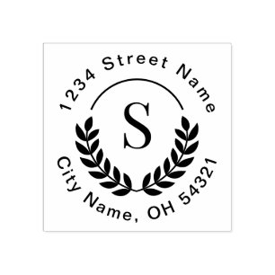 Sello De Caucho Dirección de devolución inicial de monograma tradi