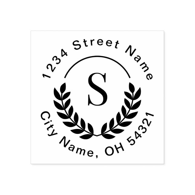 Sello De Caucho Dirección de devolución inicial de monograma tradi (Impresión)