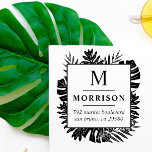 Sello De Caucho Dirección de devolución inicial de nombre de famil