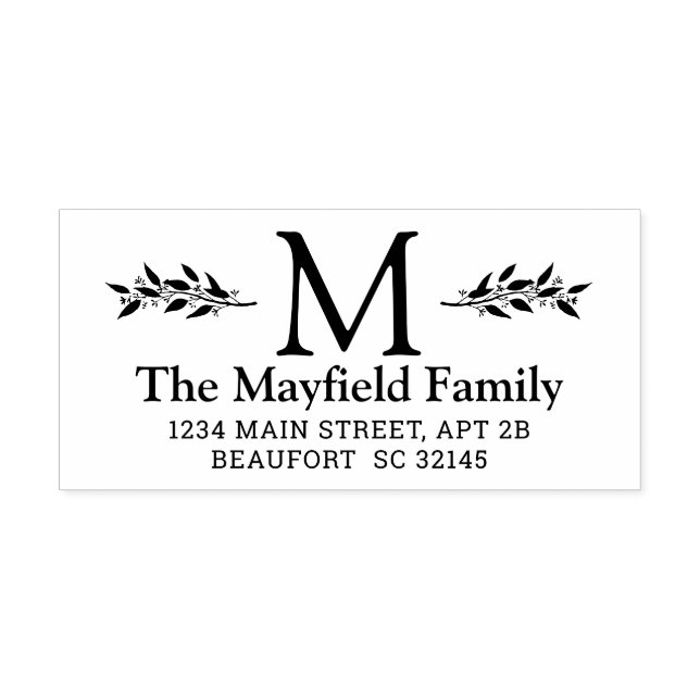 Sello De Caucho Dirección de devolución inicial del monograma botá (Impresión)