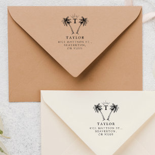 Sello De Caucho Dirección de devolución inicial y familiar de la c