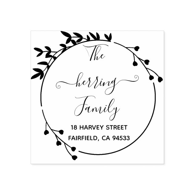 Sello De Caucho Dirección de devolución manuscrita de las flores d (Impresión)