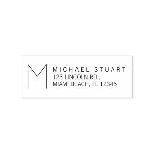 Sello De Caucho Dirección de devolución moderna con monograma