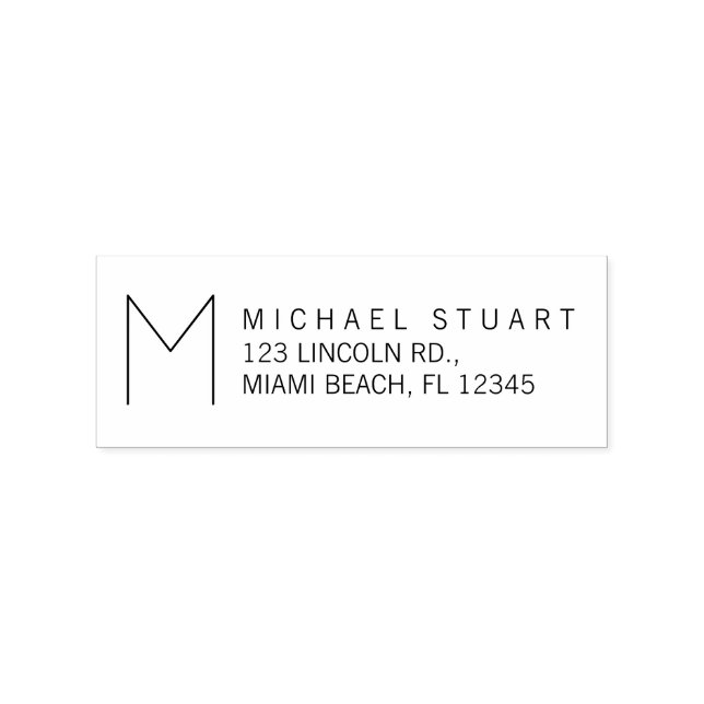 Sello De Caucho Dirección de devolución moderna con monograma (Impresión)