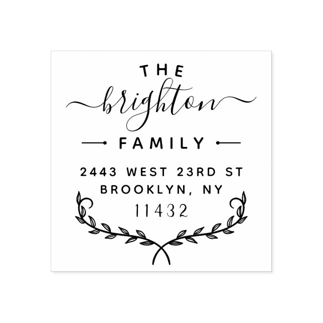 Sello De Caucho Dirección de devolución moderna de la familia con  (Impresión)