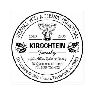 Sello De Caucho Dirección de devolución Navidades Familia Bell Hol