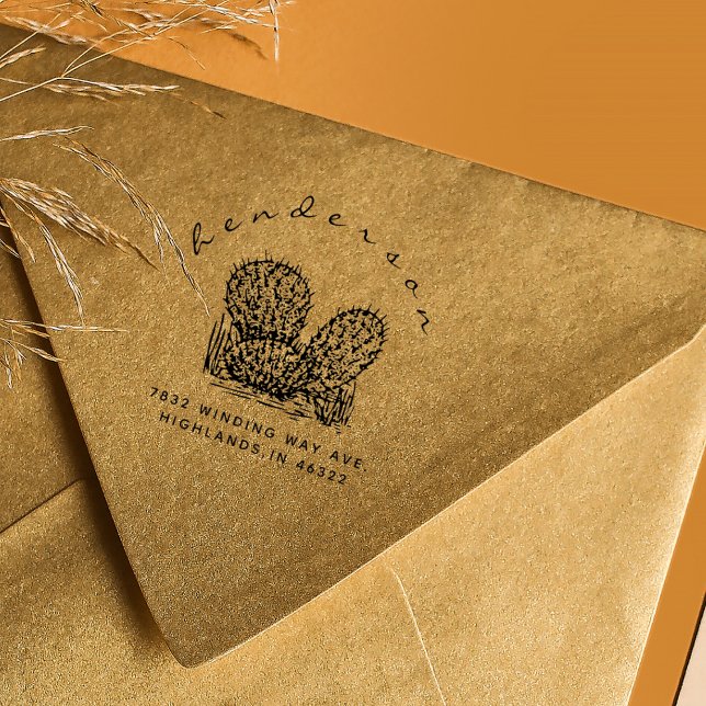 Sello De Caucho Dirección de devolución personalizada de Cactus Rú (Subido por el creador)