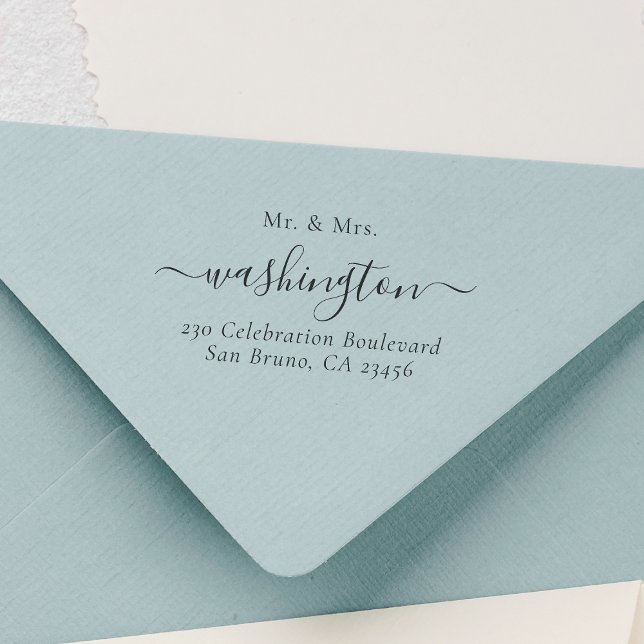 Sello De Caucho Dirección de devolución personalizada de Sr. y Sra (Stamp Mock-up)