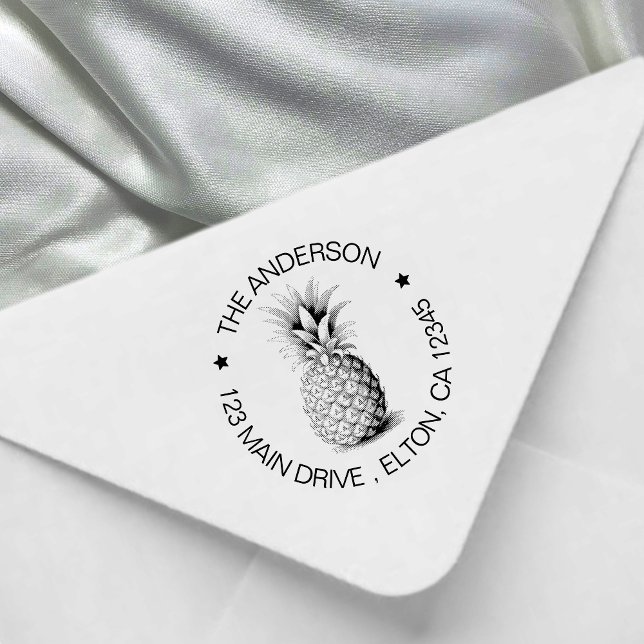Sello De Caucho Dirección de devolución tropical de piña de verano (Subido por el creador)