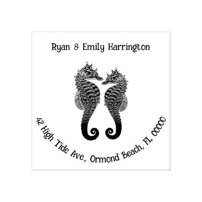 Sello De Caucho Dirección de dos caballitos de mar parejas (Impresión)