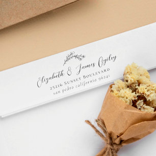 Sello De Caucho Dirección de escritura Boda botánica de pareja mod