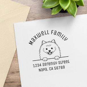 Sello De Caucho Dirección de familia arco de perro Pomerania lindo