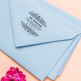 Sello De Caucho Dirección de fuente vintage de color verde con flo