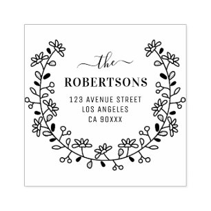 Sello De Caucho dirección de la familia de fronteras florales