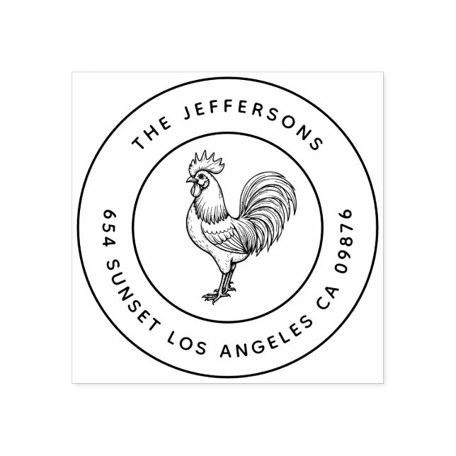 Sello De Caucho Dirección de la familia de gallos de Moda de Barny (Impresión)