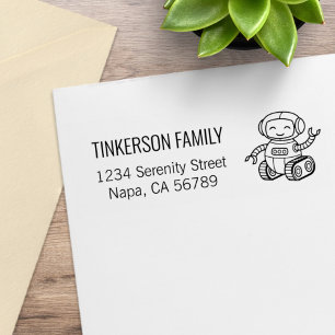 Sello De Caucho Dirección de la familia de robots de juguete alegr