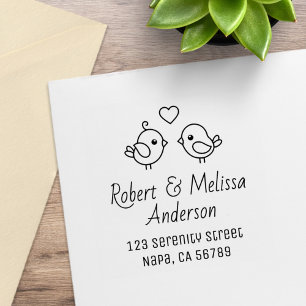 Sello De Caucho Dirección de pareja de pájaros de dibujos animados