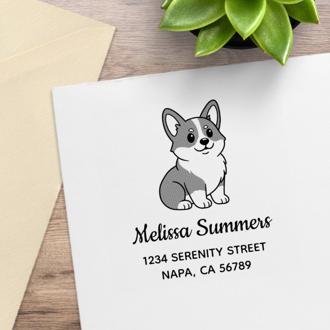 Sello De Caucho Dirección de perro Corgi lindo (Subido por el creador)