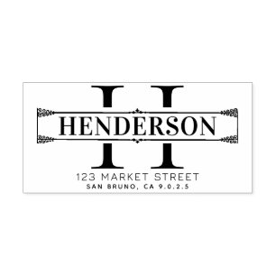 SELLO DE CAUCHO DIRECCIÓN DE REGRESO DE MONOGRAMA MODERNA Y ELEGAN