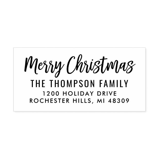 Sello De Caucho Dirección de Regreso navideño con guión moderno (Impresión)
