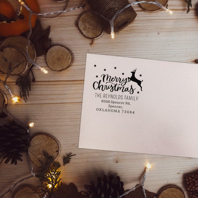 Sello De Caucho Dirección de Regreso navideño con guión moderno (Subido por el creador)
