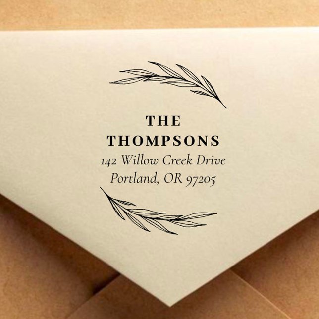 Sello De Caucho Dirección de retorno botánico elegante y clásico (Subido por el creador)