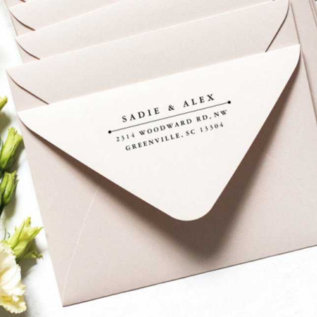 Sello De Caucho Dirección de retorno clásica (Simple Typography Couples Return Address Rubber Stamp)