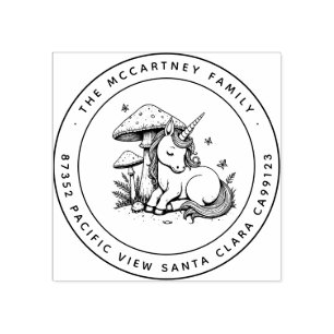 Sello De Caucho Dirección de retorno de bebé unicornio, que duerme