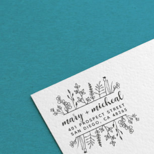 Sello De Caucho Dirección de retorno de Boda de pareja elegante Mi