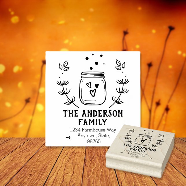 Sello De Caucho Dirección de retorno de Farmhouse Mason Jar (Subido por el creador)