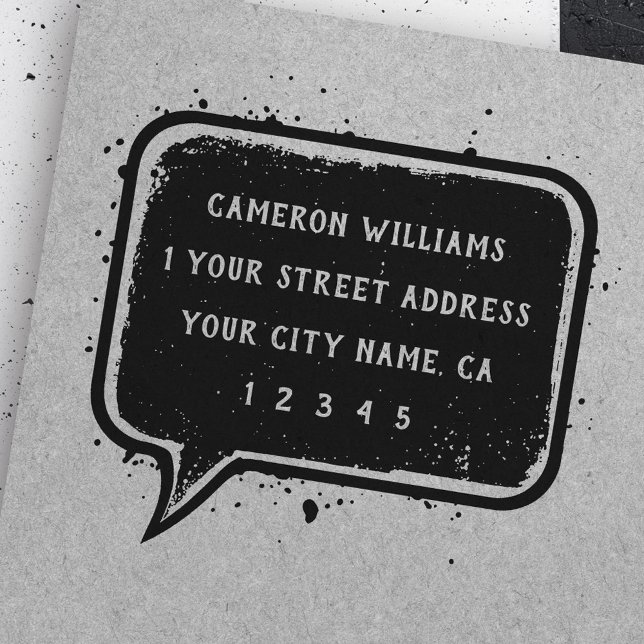 Sello De Caucho Dirección de retorno de la burbuja de voz (Speech bubble return address rubber stamp)