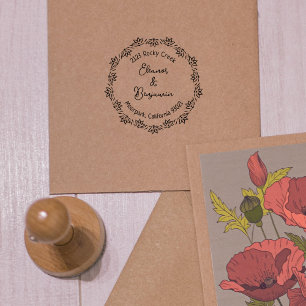 Sello De Caucho Dirección de retorno de Lotus moderna, pareja