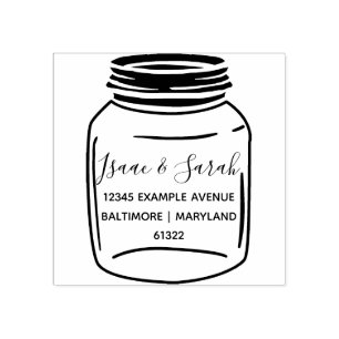 Sello De Caucho Dirección de retorno de Mason Jar Rústico personal