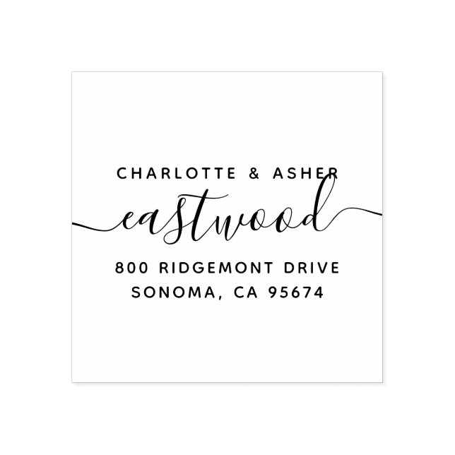 Sello De Caucho Dirección de retorno de monograma de script de rec (Impresión)