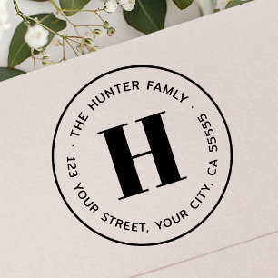 Sello De Caucho Dirección de retorno de monograma mínima moderna