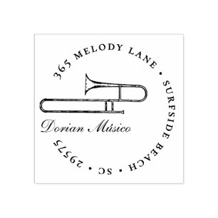 Sello De Caucho Dirección de retorno de música de trombona de cuer