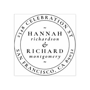 Sello De Caucho Dirección de retorno de redondeo del Boda tipográf