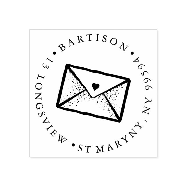 Sello De Caucho DIRECCIÓN DE RETORNO DE RONDA DE LA letra TATTOO E (Impresión)