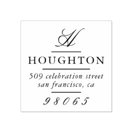 Sello De Caucho Dirección de retorno de script de monograma clásic