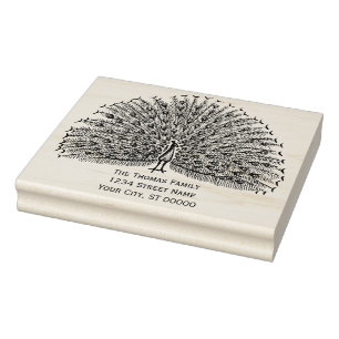 Sello De Caucho Dirección de retorno del pavo real que muestra plu