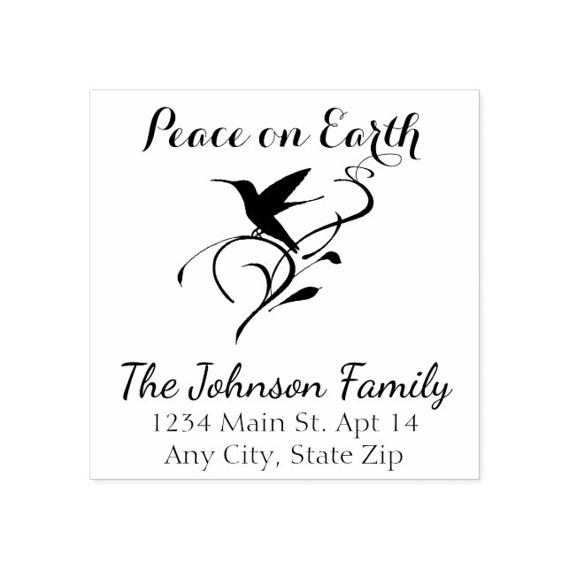 Sello De Caucho Dirección de retorno del Personalizado Hummingbird (Impresión)