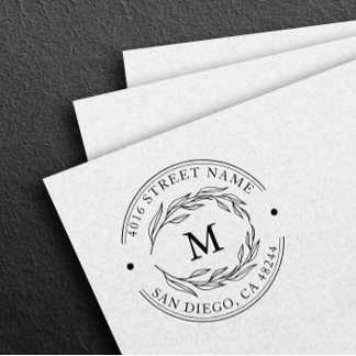 Sello De Caucho Dirección de retorno elegante Monograma Minimalist
